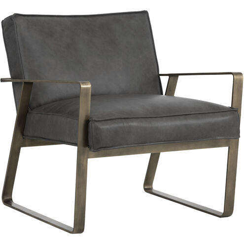 Kristoffer Vintage Steel Grey Leather Lounge Chair